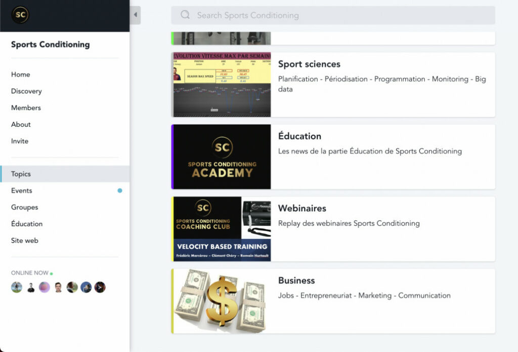 Communauté de coachs, sportconditioning